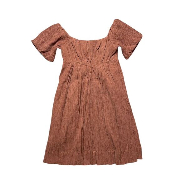 BOHME Dasha Textured Mini Dress Terracotta Size Small - Picture 2 of 9